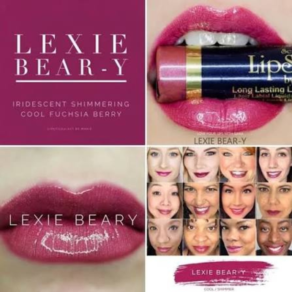 LipSense Lexie Bear-y Lipstick Iridescent Shimmering Fuchsia